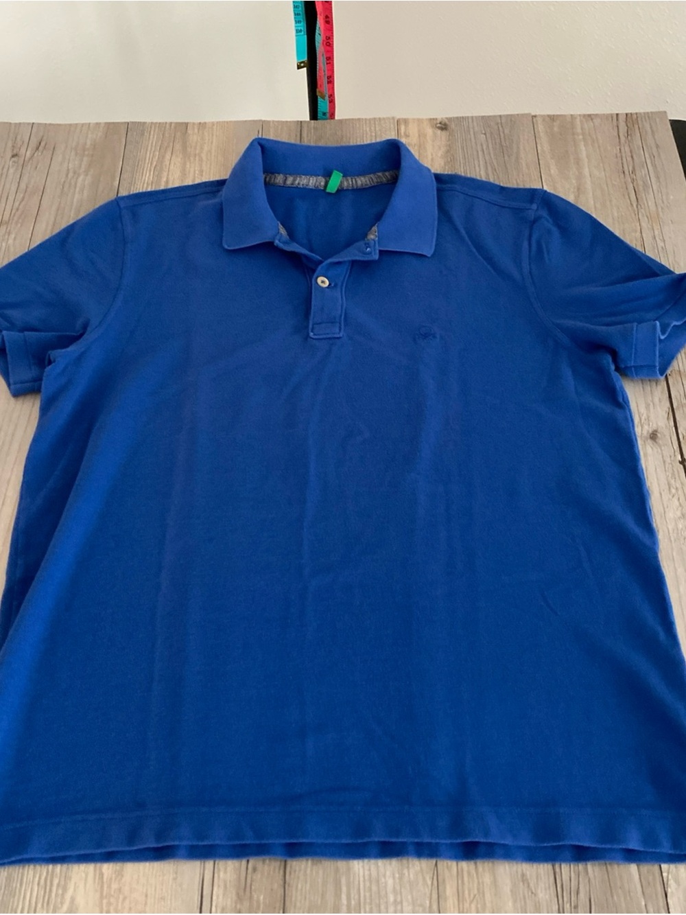 United Colors Of Benetton Mens 2 Button Placket Blue Polo Shirt Large